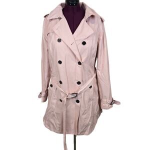 Women's Michael Kors Pink Button Front Belted Knee Length Trench Coat | Size XL